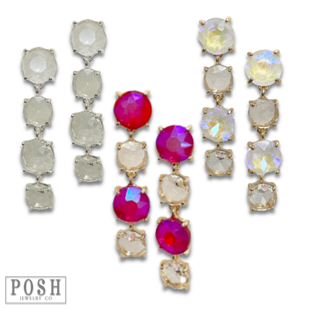 Round rhinestone drop earring - LC