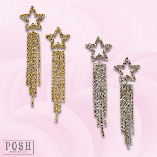 Rhinestone star post earring - LC