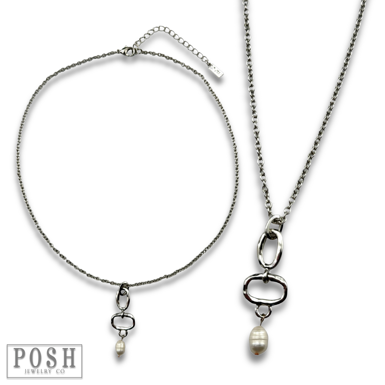 Chain necklace with pearl drop - LC