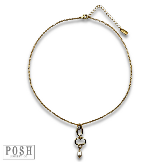Chain necklace with pearl drop - LC