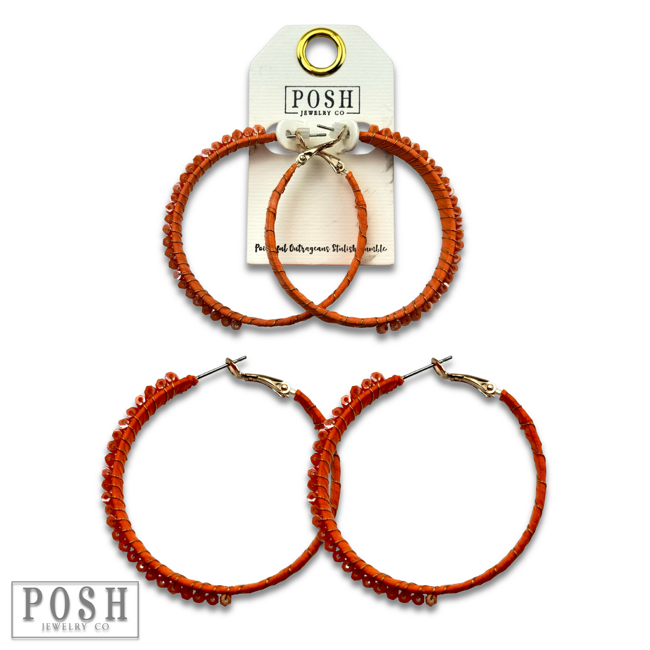 Hoop earring with wrapped crystal beads, last call