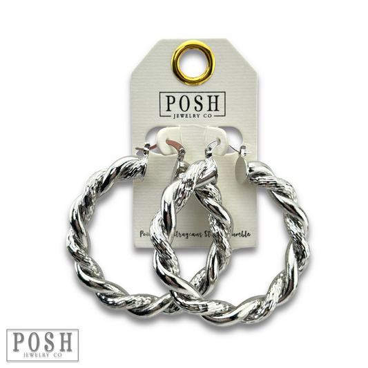 Twisted metal hoop earring - LC