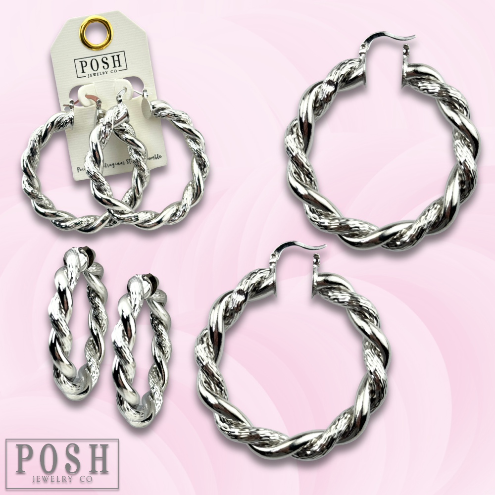 Twisted metal hoop earring - LC