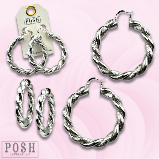 Twisted metal hoop earring - LC