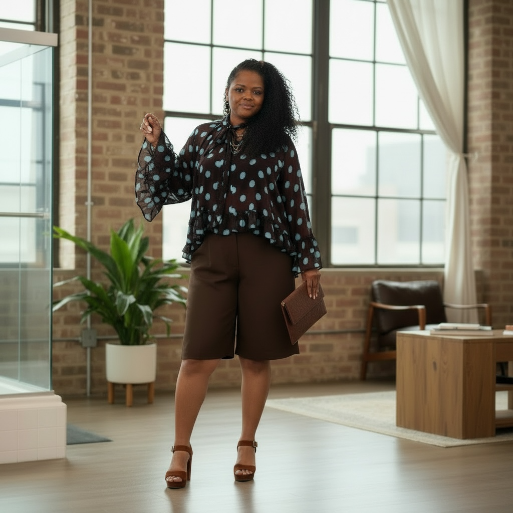 Womens Plus Bermuda Chocolate Brown Shorts