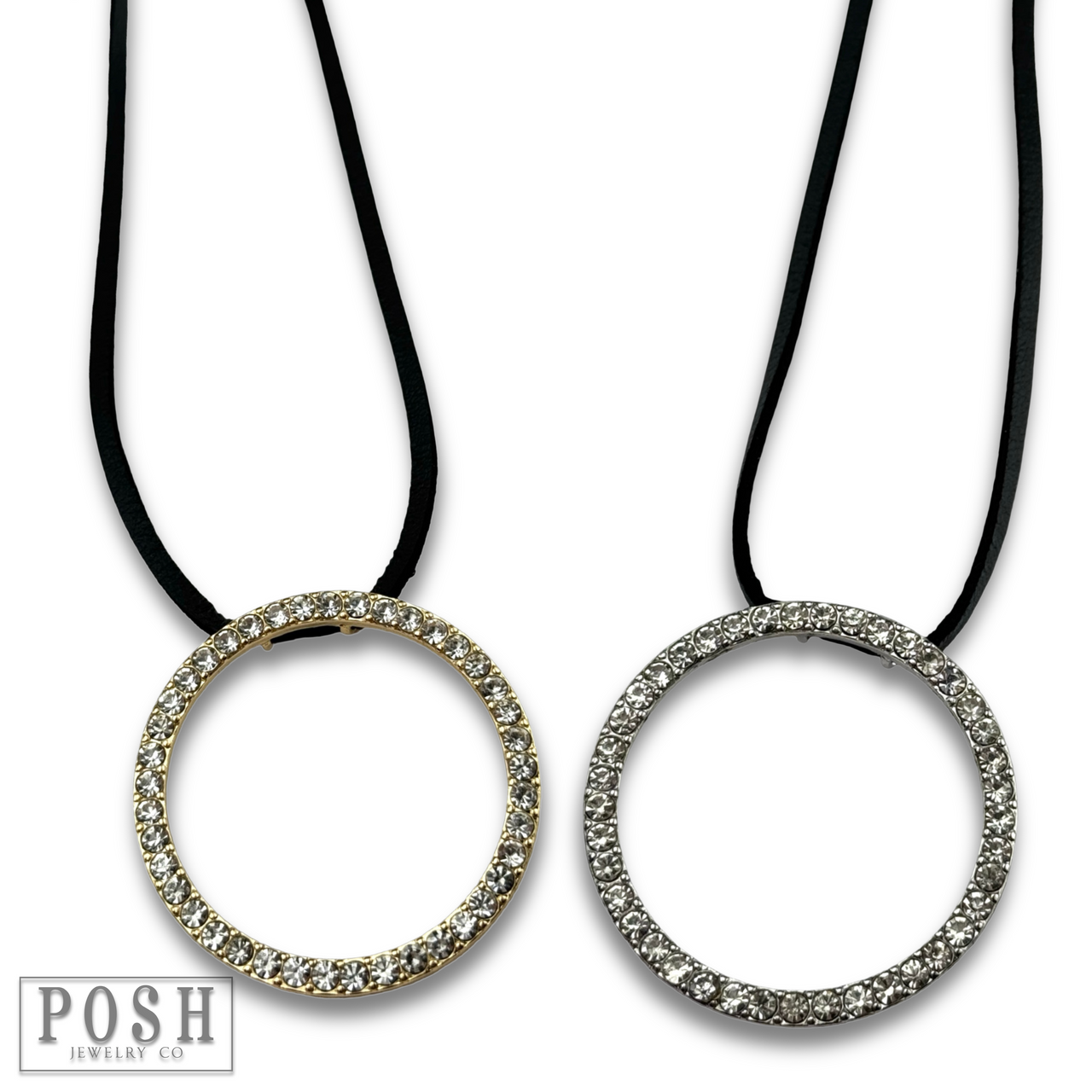 Round rhinestone pendant necklace - LC