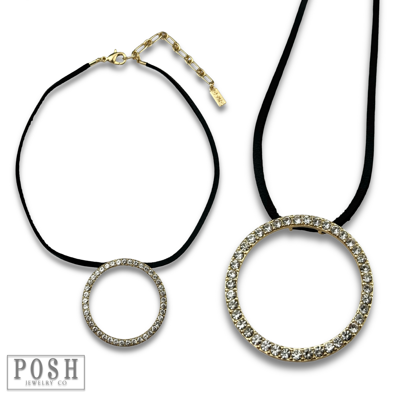 Round rhinestone pendant necklace - LC