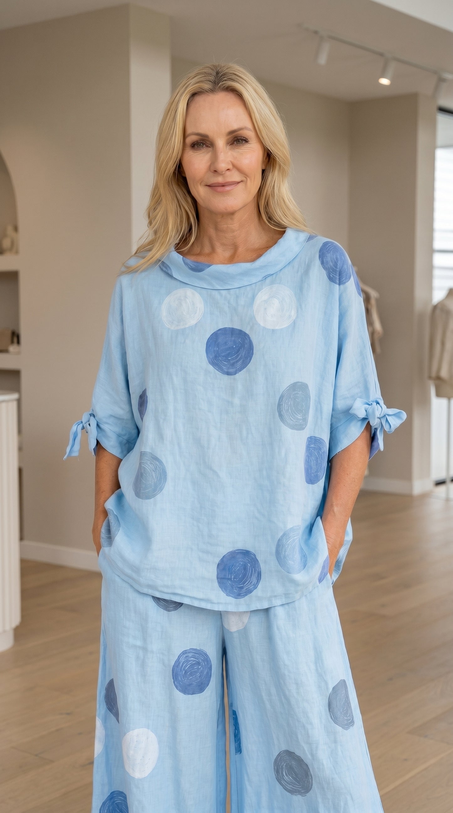 PRE-ORDERS OPEN - L1 100% Italian Linen Polka Dot Oversized Pants and Top Set
