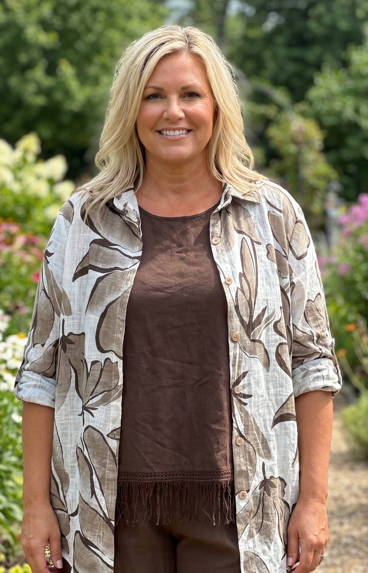 Italian Plus Size Linen Blend Fringe Tank