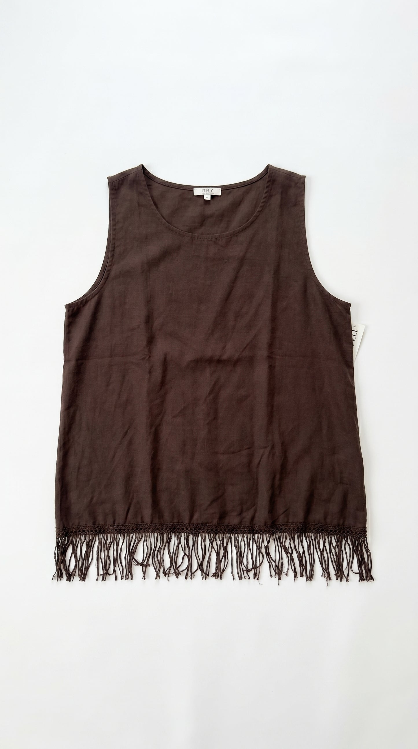 Italian Plus Size Linen Blend Fringe Tank