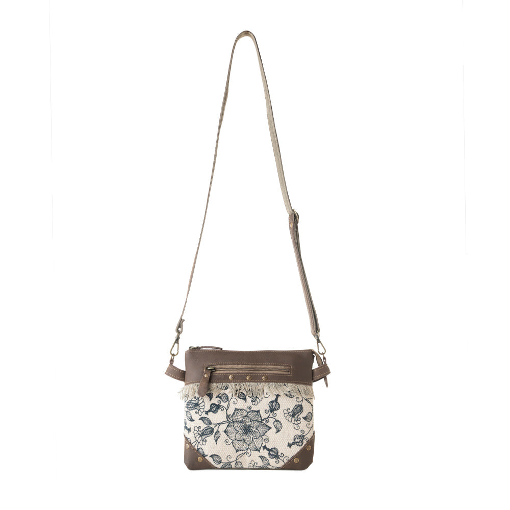 Myra Inkwild Vintage Crossbody Bag for Women in ivory with fringe detail