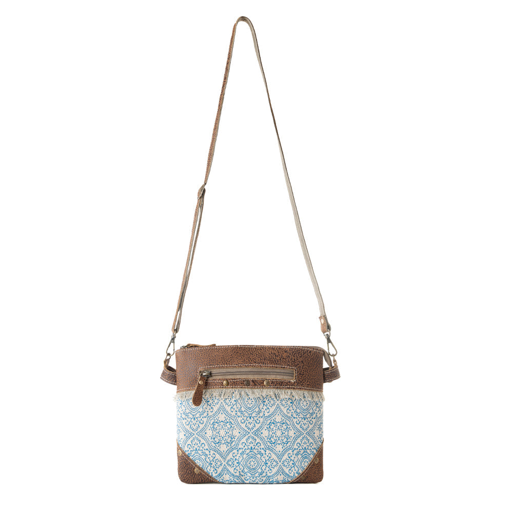 Myra Inkwild Vintage Crossbody Bag for Women in blue with fringe detail