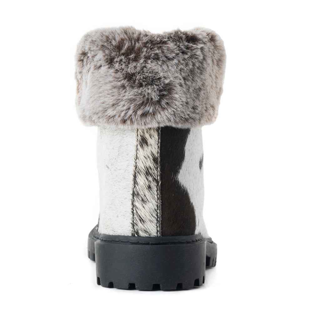 Myra Turbulent Hairon Leather Boots for Women – Fur Lining, Rugged Sole with Stylish Lace-Up Design for Winter Escapes