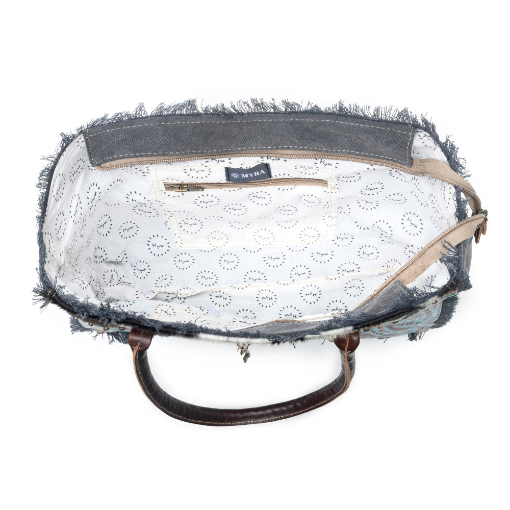 Myra Articulate Canvas and Hair-On Leather Bag for Women