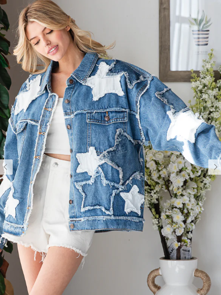 OH1 Oli & Hali WASHED STAR PATCHWORK DENIM JACKET