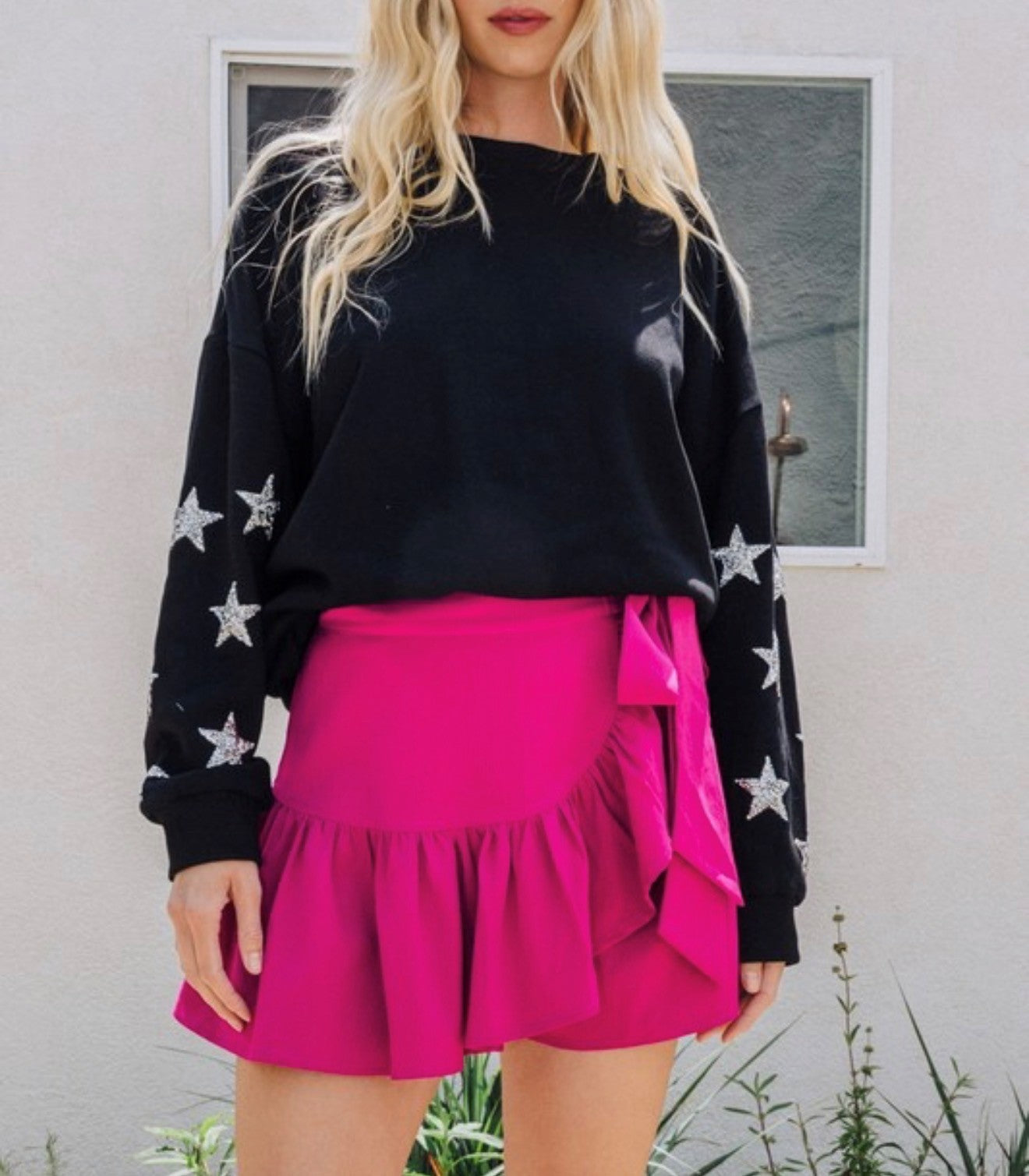 O3 Oddi Hot Pink Ruffle Wrap Skort Plus Size
