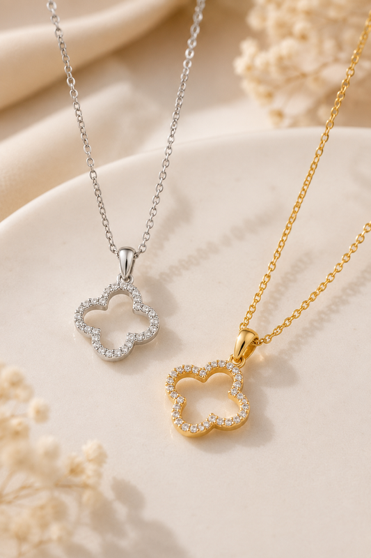18K Crystal Clover Necklace by Josslyn