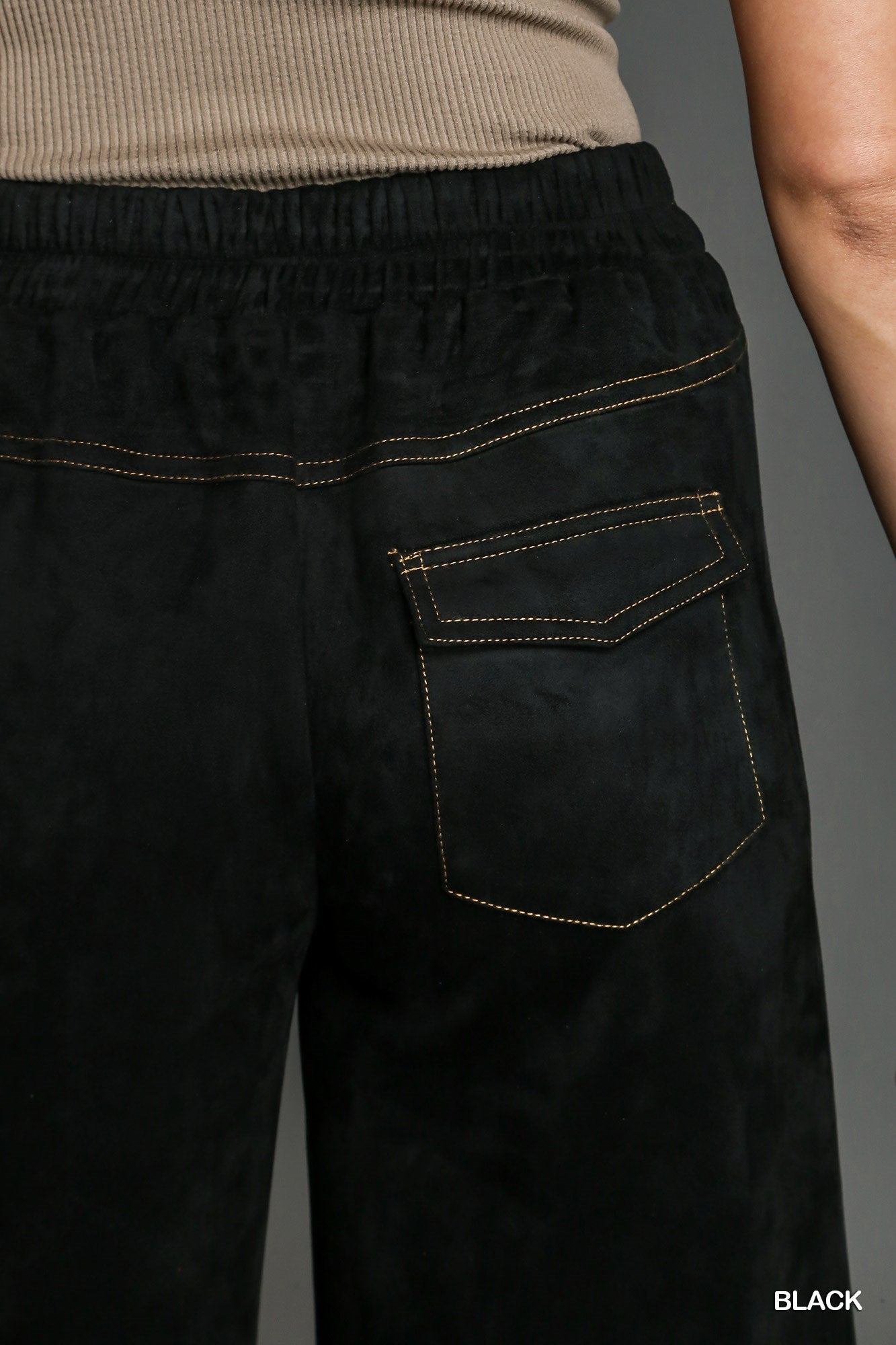 U10 Umgee Black Faux Suede Fringe Pants