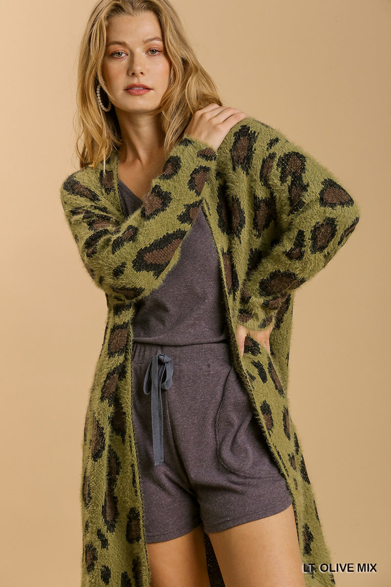 U12 Umgee Olive Green Leopard Cardigan