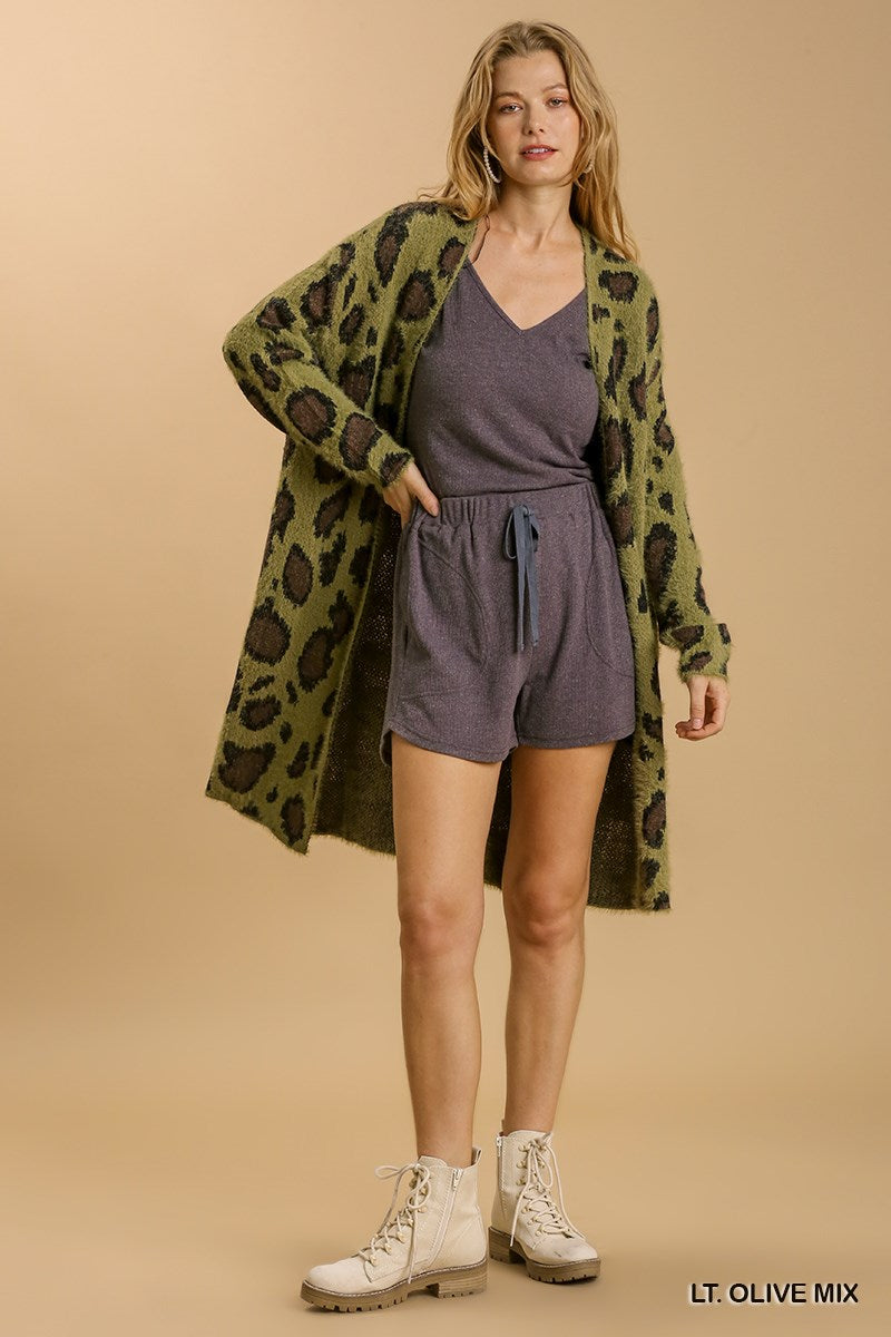 U12 Umgee Olive Green Leopard Cardigan