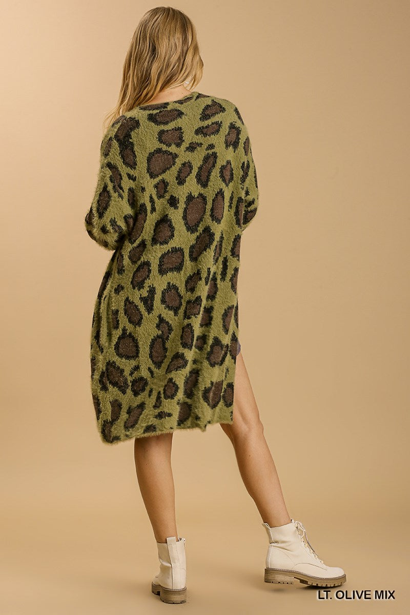 U12 Umgee Olive Green Leopard Cardigan