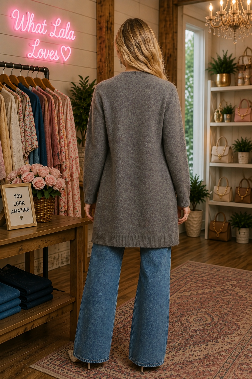 Longline Button Front Knit Cardigan with Pockets by Umgee
