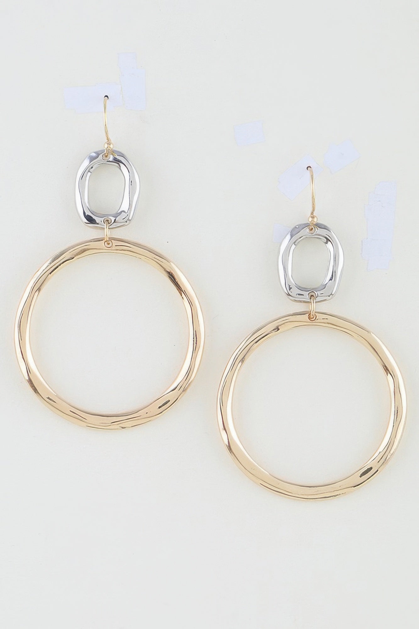 Two-tone Organic Hoop Drop Earrings