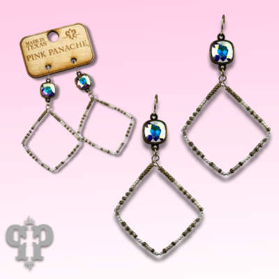 Seed bead diamond shape earring with Austrian crystal
