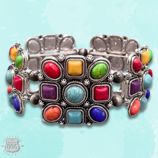 Square stone concho bracelet - LC