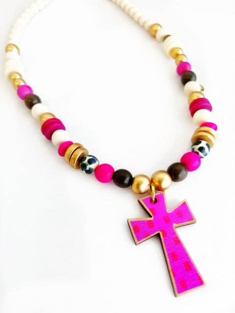 Audra Style - Beaded Cross Necklace