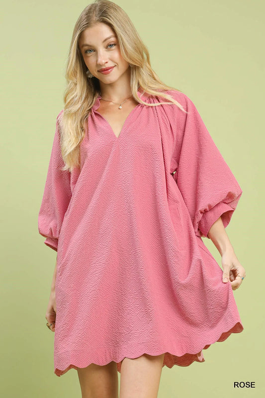 Umgee Textured Pocket Mini Dress