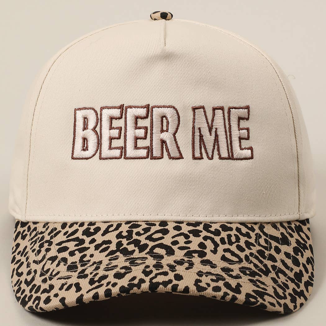 "Beer Me" Embroidered Trucker Hat — Leopard or Camo with Adjustable Strap & Breathable Mesh