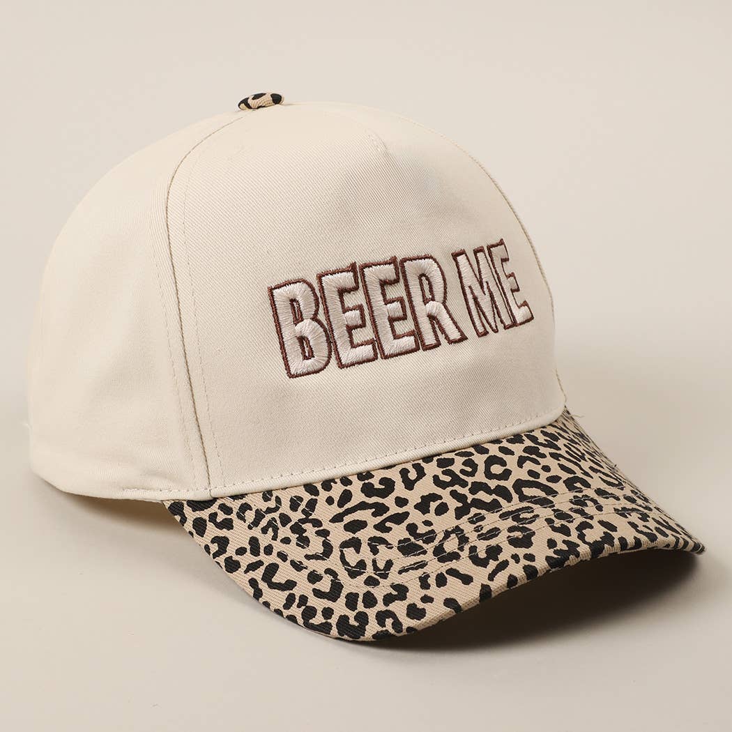 "Beer Me" Embroidered Trucker Hat — Leopard or Camo with Adjustable Strap & Breathable Mesh