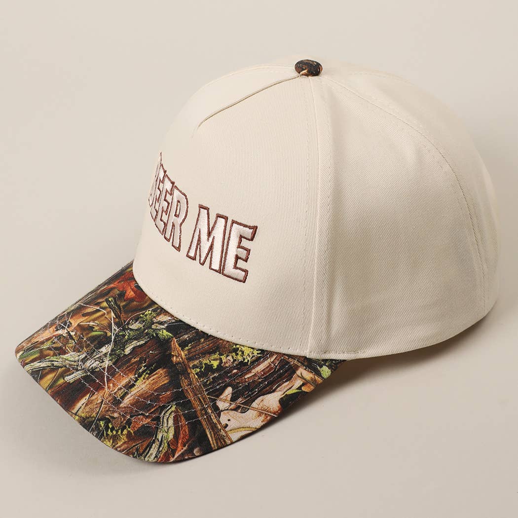 "Beer Me" Embroidered Trucker Hat — Leopard or Camo with Adjustable Strap & Breathable Mesh
