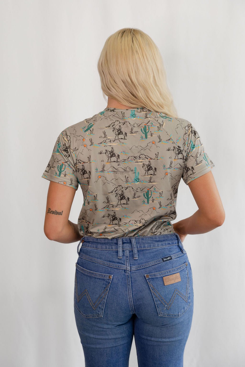 "Blooming Desert" Western Graphic Tee — 95% Polyester Stretch Fit by Rowdy Crowd Clothing