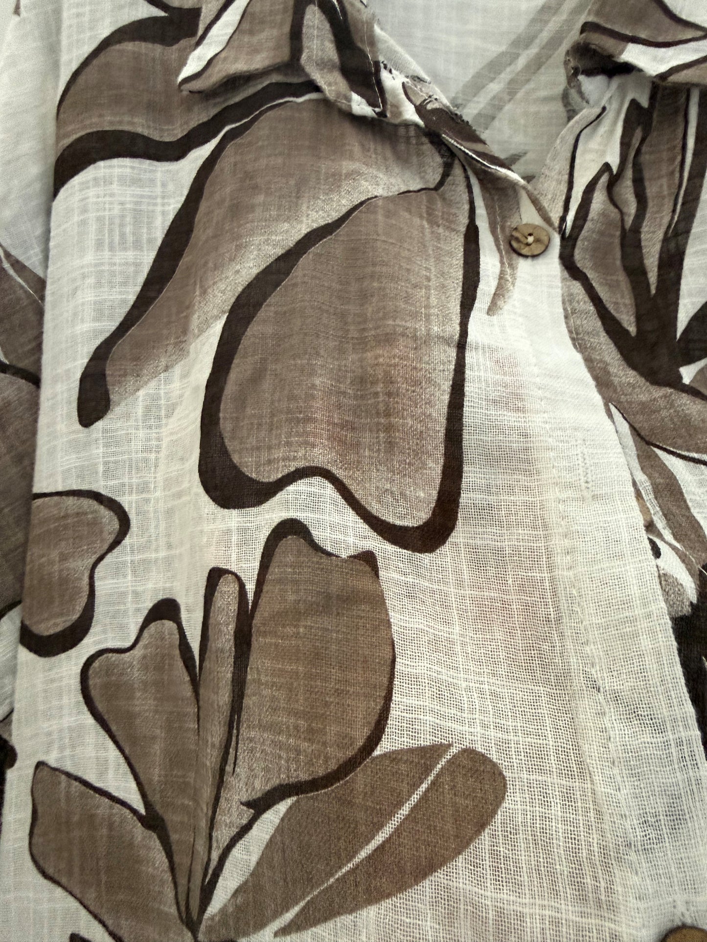 Italian Lightweight Botanical Leaf Button-Up