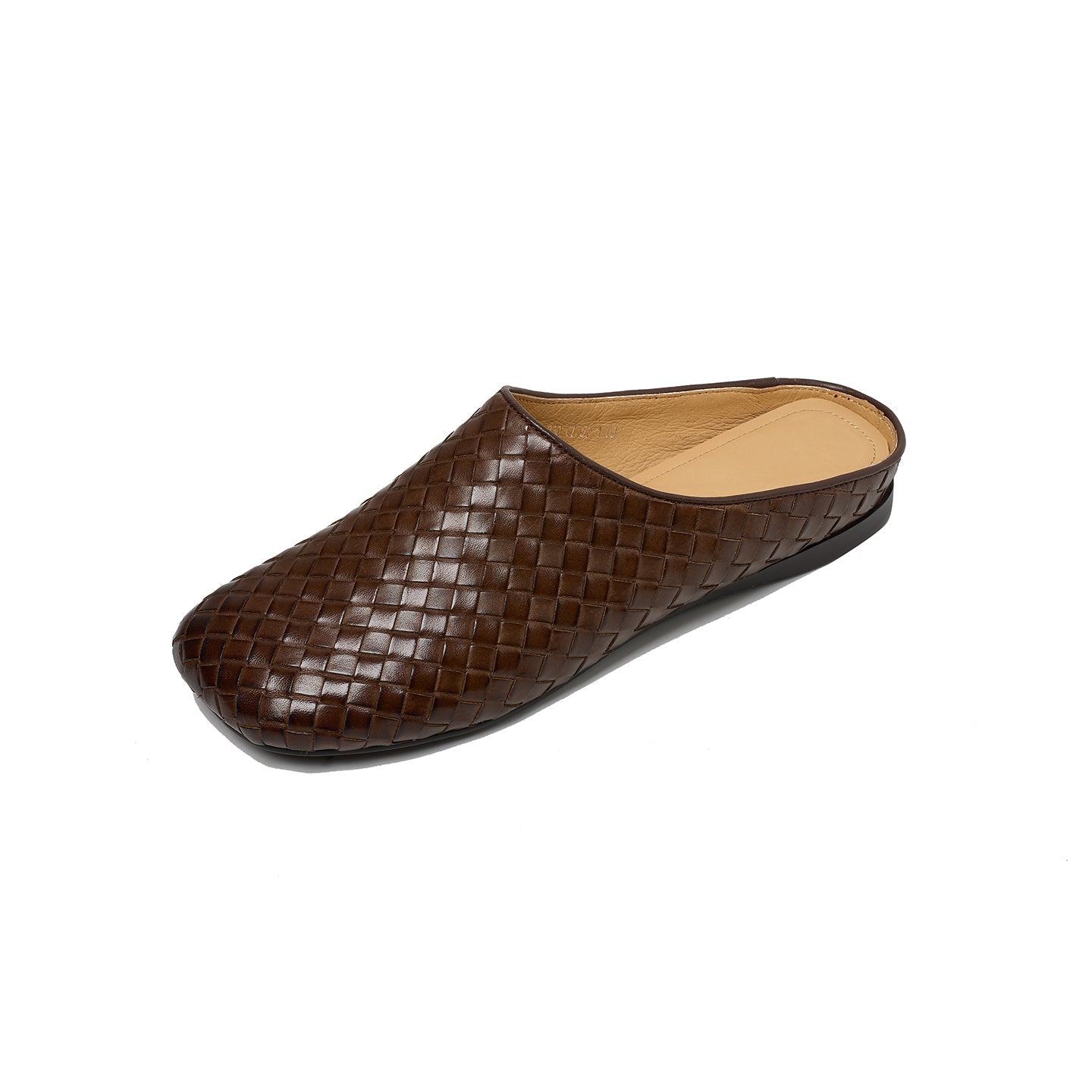 Women's Handwoven Cowhide Mules | Square Toe Slip-On Leather Slides