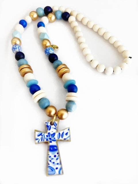 Audra Style - Beaded Cross Necklace