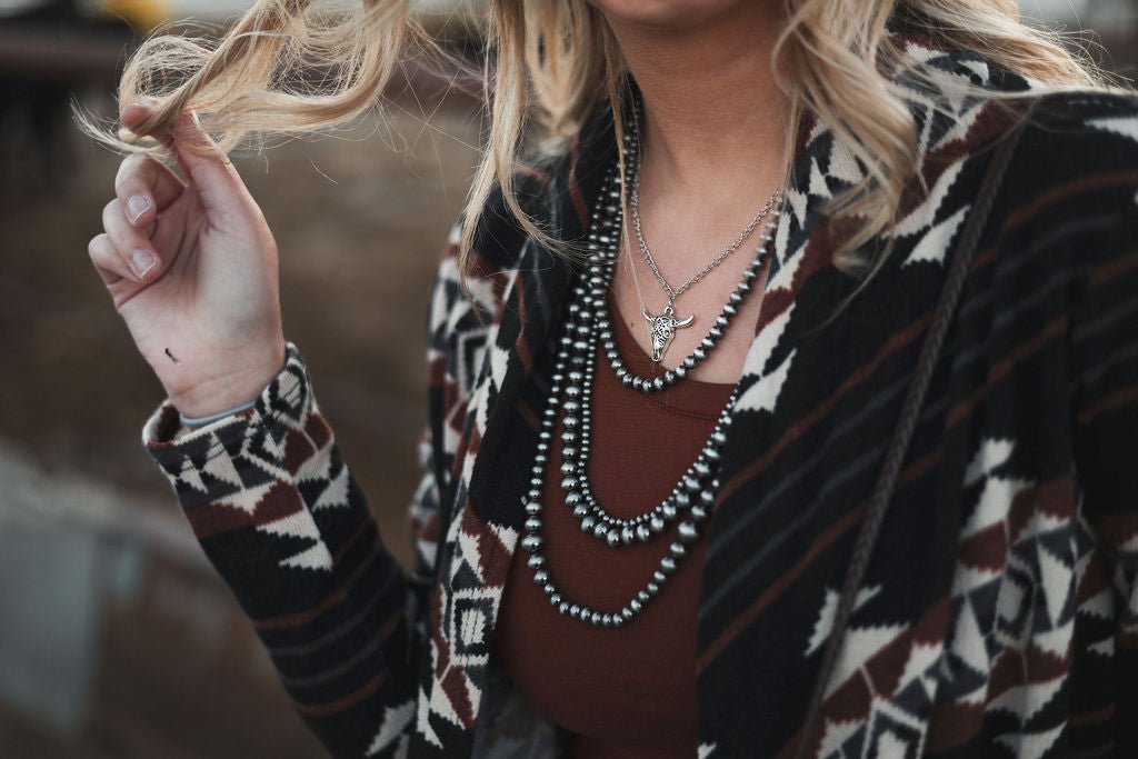 BOMBOM "Calgary" Western Open Front Cardigan — Luxurious Soft Layering Piece Made in USA (Medium available)