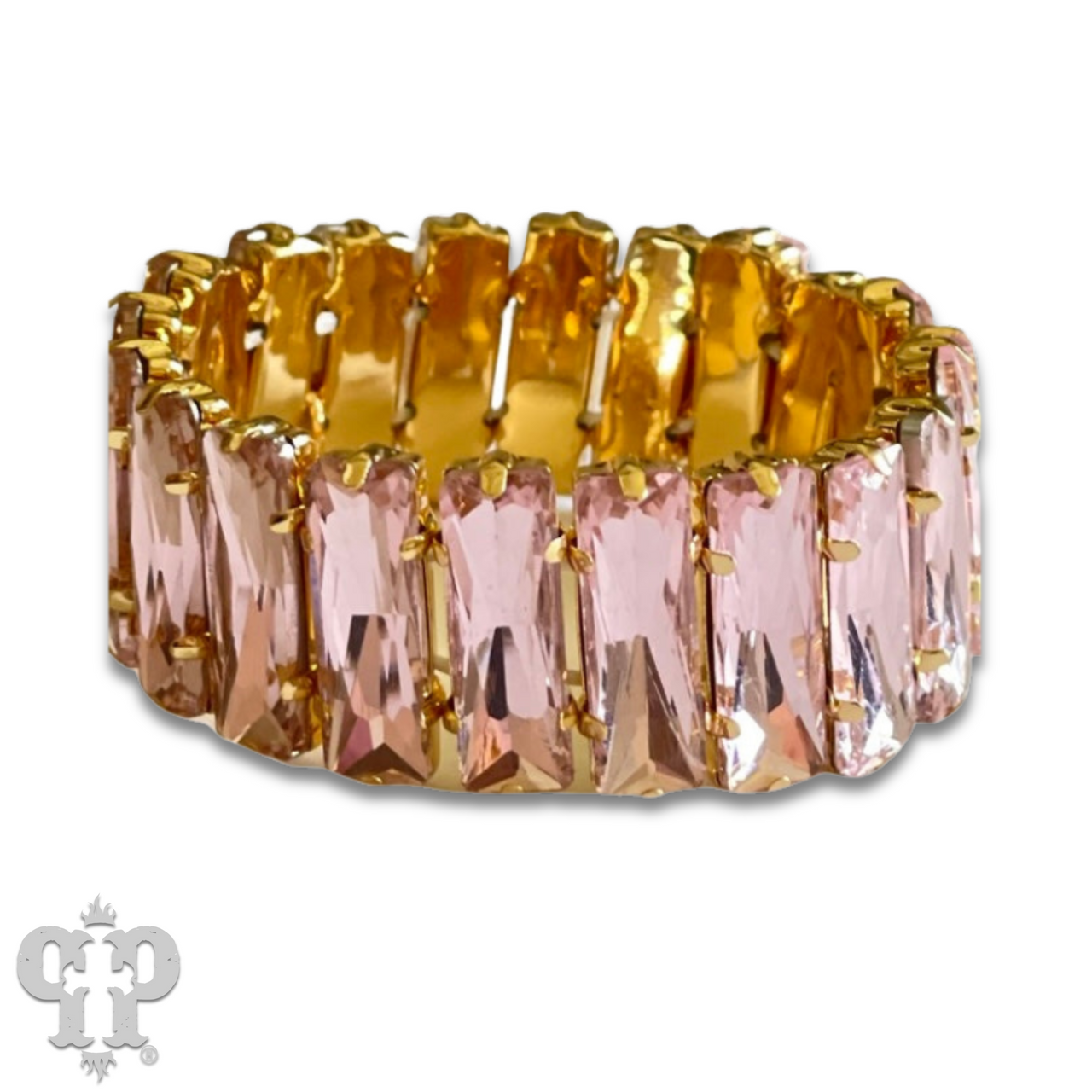 Faceted rectangle rhinestone stretch bracelet - LC