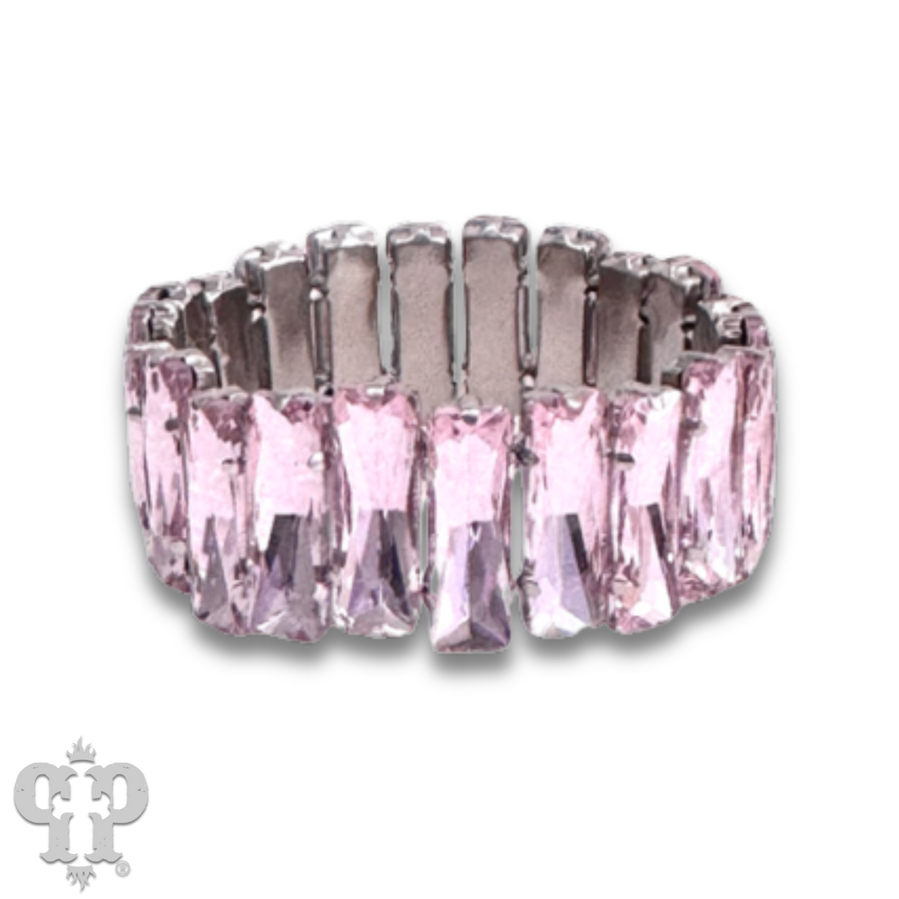 Faceted rectangle rhinestone stretch bracelet - LC