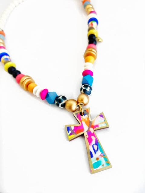 Audra Style - Beaded Cross Necklace