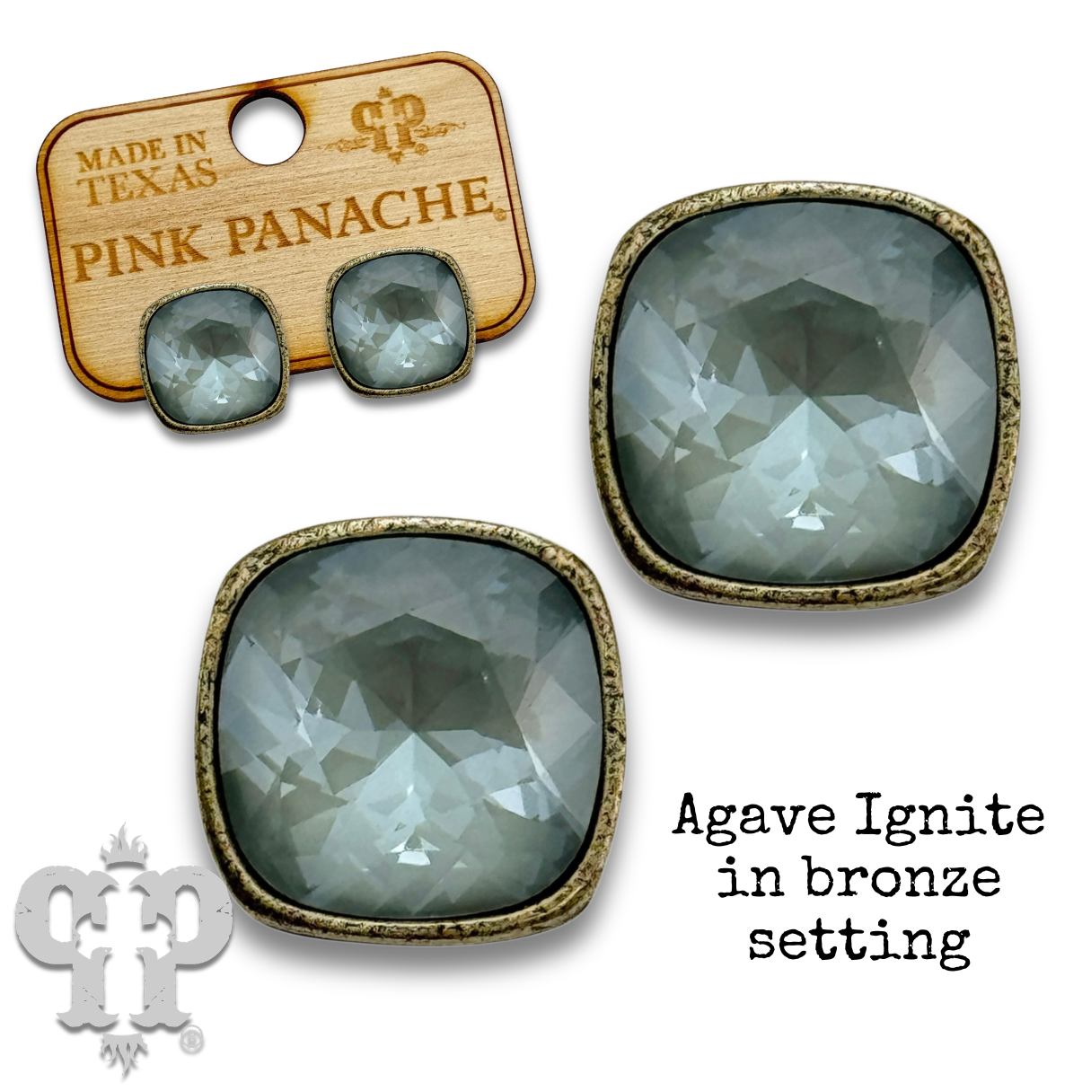 The Posh Cushion-Cut Signature Austrian Crystal Stud Earrings, 12mm