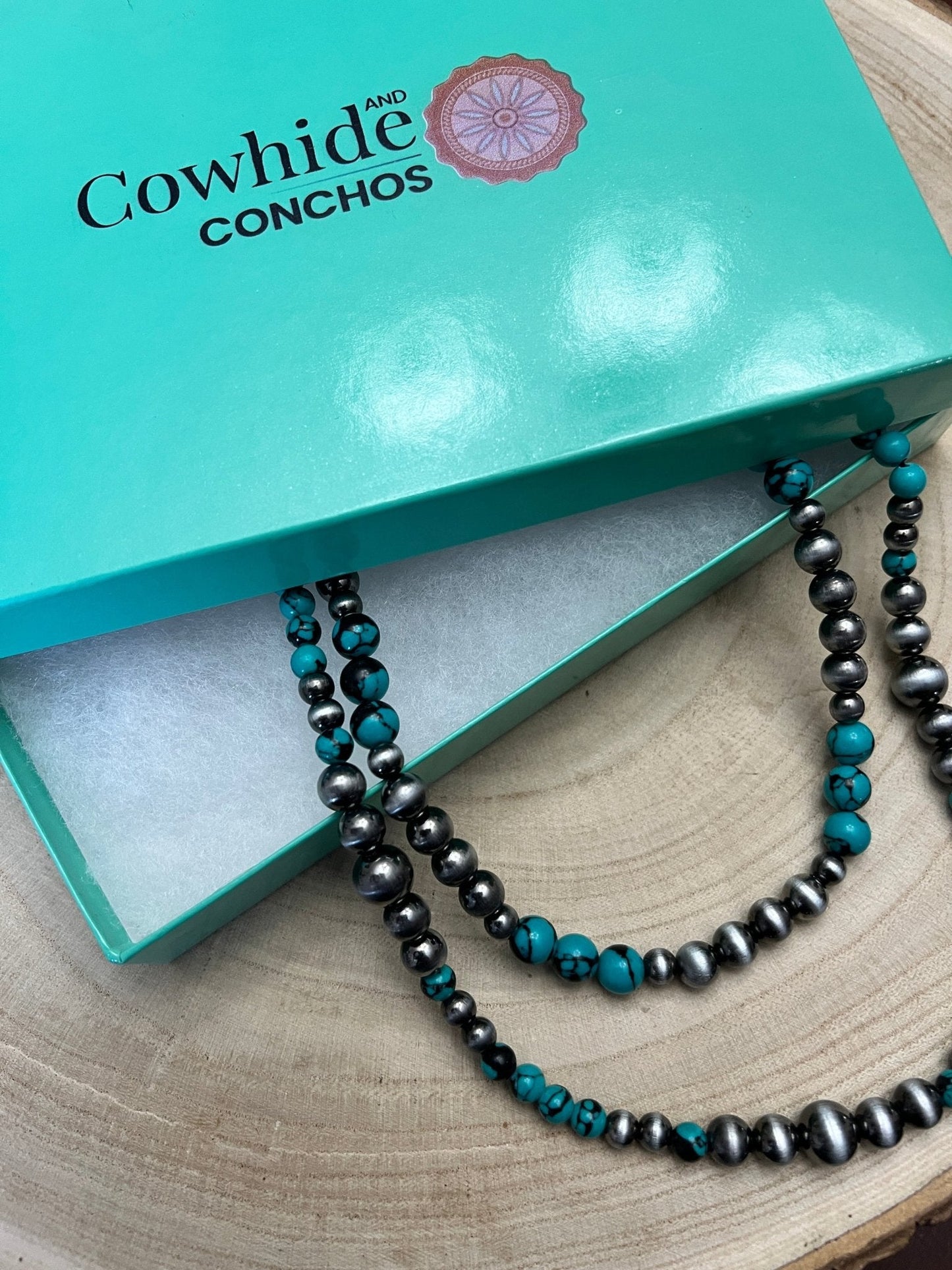 Desert Dream Western Layered Necklace Set — Faux Pearl & Turquoise (18" & 22")