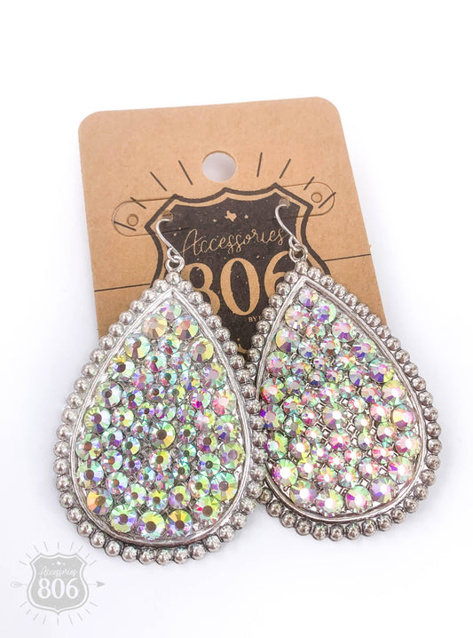 Pink Panache AB Rhinestone Teardrop Earrings