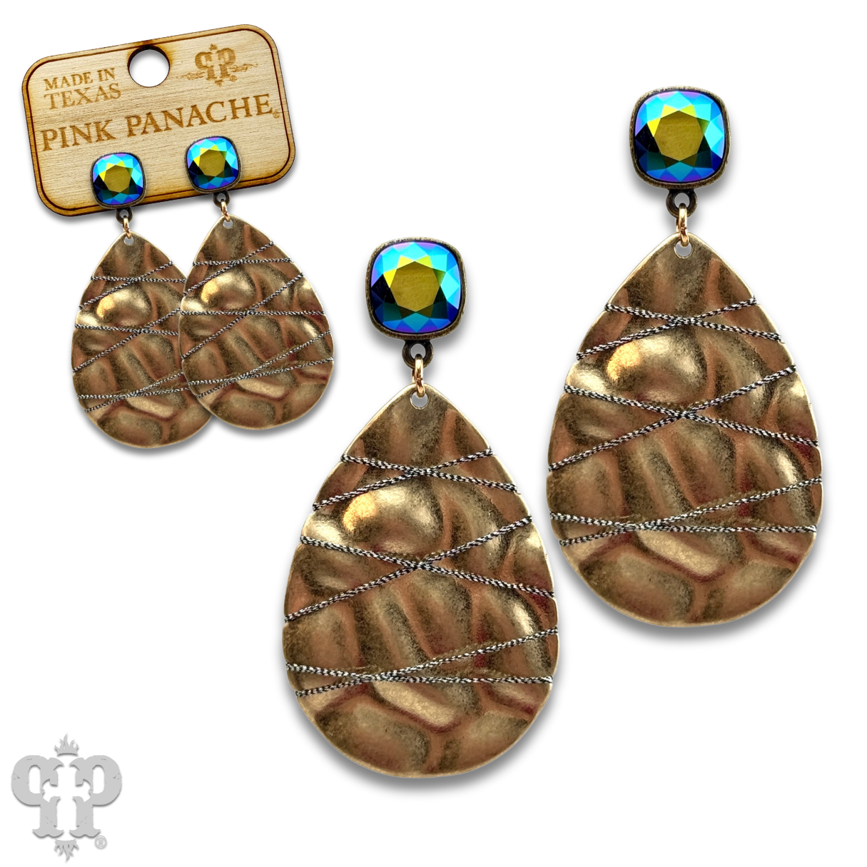 Sparkling thread teardrop earring, Austrian crystal - LC