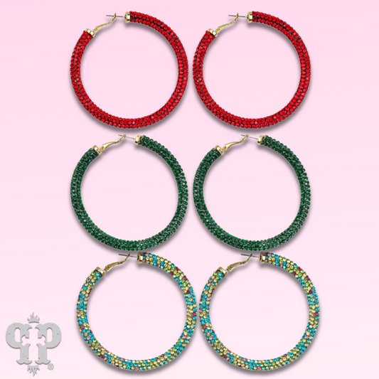 Large pave mesh hoop earring - LC