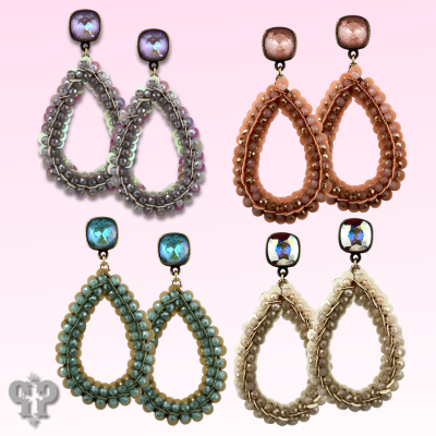 Sequin and faceted bead teardrop earring with Austrian crystal