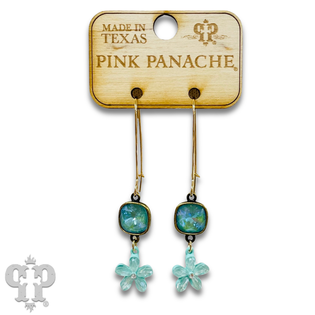 Delicate pastel glass flower charm earring with Austrian crystal - LC