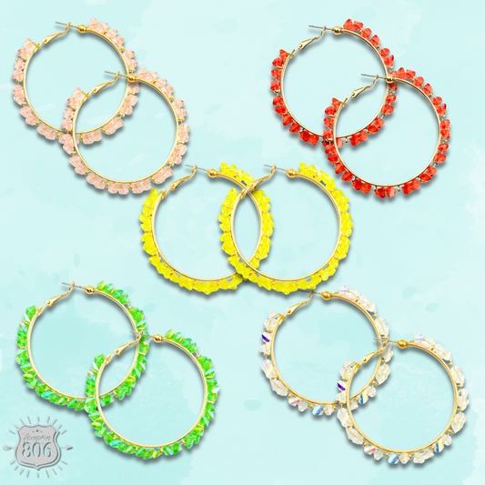 Crystal chip hoop earring, last call